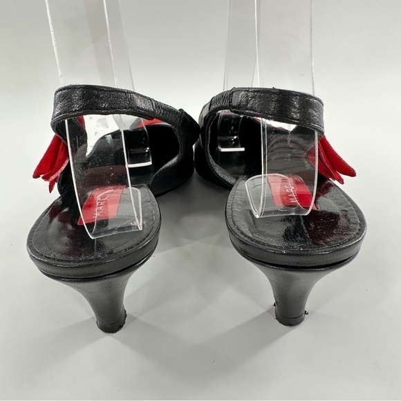 Marc Jacobs kitten heels size 7.5 black Italian leather red suede bow Y2k - Picture 11 of 13